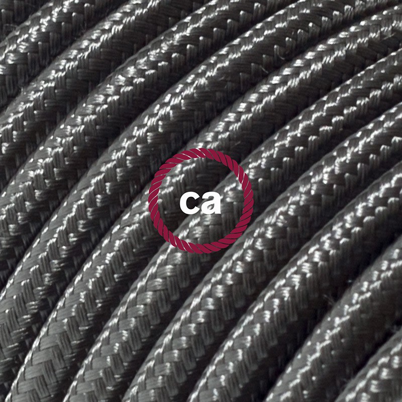 Alargador eléctrico con cable textil RM26 Efecto Seda Gris Oscuro 2P 10A Made in Italy.