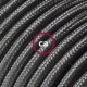 Alargador eléctrico con cable textil RM26 Efecto Seda Gris Oscuro 2P 10A Made in Italy.