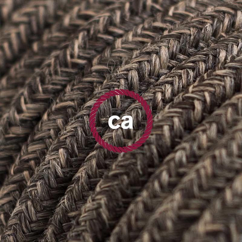 Alargador eléctrico con cable textil RN04 Lino Natural Marrón 2P 10A Made in Italy.