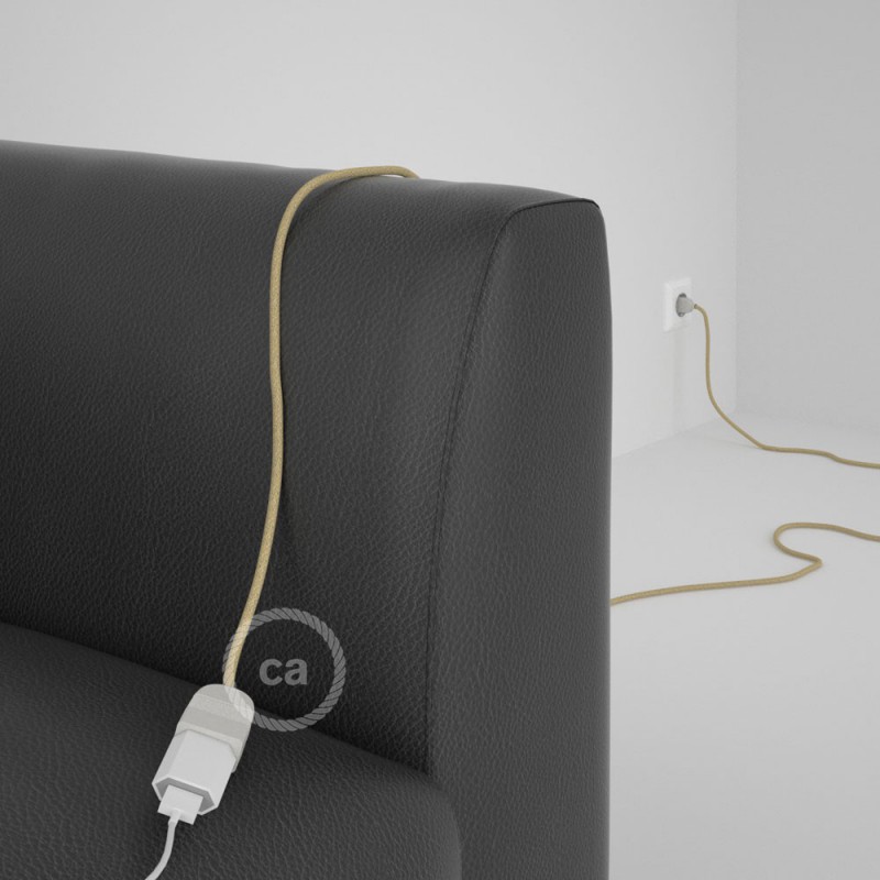 Alargador eléctrico con cable textil RN06 Jute 2P 10A Made in Italy.