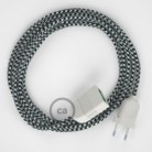 Alargador eléctrico con cable textil RP04 Efecto Seda Bicolor Blanco-Negro 2P 10A Made in Italy.