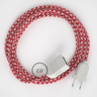Alargador eléctrico con cable textil RP09 Efecto Seda Bicolor Blanco-Rojo 2P 10A Made in Italy.