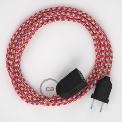 Alargador eléctrico con cable textil RP09 Efecto Seda Bicolor Blanco-Rojo 2P 10A Made in Italy.