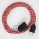 Alargador eléctrico con cable textil RP09 Efecto Seda Bicolor Blanco-Rojo 2P 10A Made in Italy.
