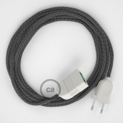 Alargador eléctrico con cable textil RS81 Algodón y Lino Natural Negro 2P 10A Made in Italy.