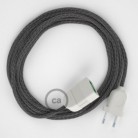 Alargador eléctrico con cable textil RS81 Algodón y Lino Natural Negro 2P 10A Made in Italy.