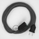 Alargador eléctrico con cable textil RS81 Algodón y Lino Natural Negro 2P 10A Made in Italy.