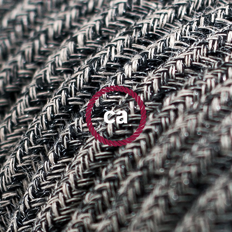 Alargador eléctrico con cable textil RS81 Algodón y Lino Natural Negro 2P 10A Made in Italy.