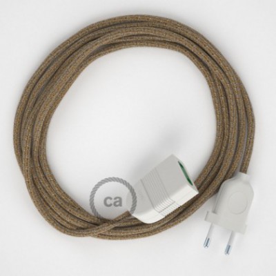 Alargador eléctrico con cable textil RS82 Algodón y Lino Natural Marrón 2P 10A Made in Italy.