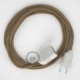 Alargador eléctrico con cable textil RS82 Algodón y Lino Natural Marrón 2P 10A Made in Italy.