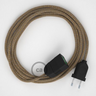 Alargador eléctrico con cable textil RS82 Algodón y Lino Natural Marrón 2P 10A Made in Italy.