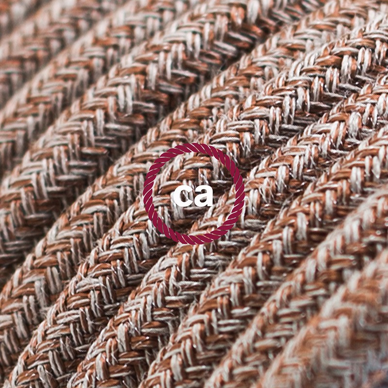 Alargador eléctrico con cable textil RS82 Algodón y Lino Natural Marrón 2P 10A Made in Italy.