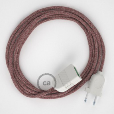 Alargador eléctrico con cable textil RS83 Algodón y Lino Natural Rojo 2P 10A Made in Italy.