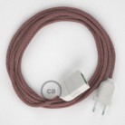Alargador eléctrico con cable textil RS83 Algodón y Lino Natural Rojo 2P 10A Made in Italy.