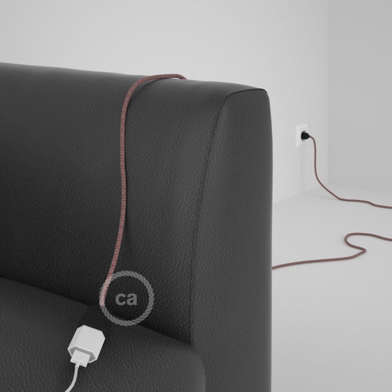 Alargador eléctrico con cable textil RS83 Algodón y Lino Natural Rojo 2P 10A Made in Italy.