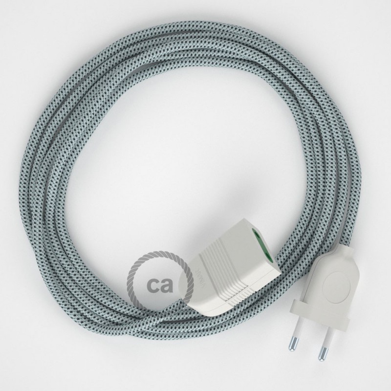 Alargador eléctrico con cable textil RT14 Efecto Seda Stracciatella 2P 10A Made in Italy.