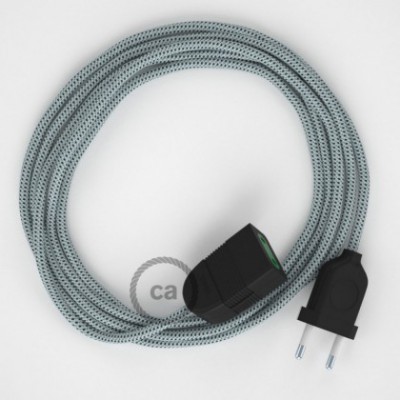 Alargador eléctrico con cable textil RT14 Efecto Seda Stracciatella 2P 10A Made in Italy.