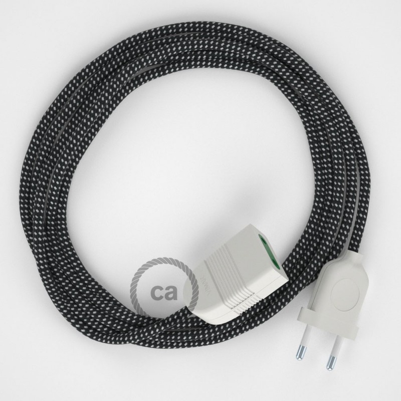 Alargador eléctrico con cable textil RT41 Efecto Seda Estrellas 2P 10A Made in Italy.