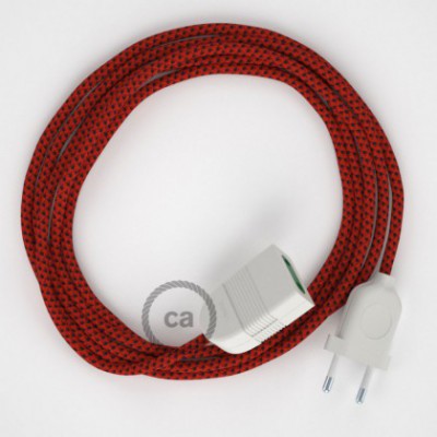 Alargador eléctrico con cable textil RT94 Efecto Seda Red Devil 2P 10A Made in Italy.