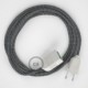 Alargador eléctrico con cable textil RZ04 Efecto Seda ZigZag Blanco Negro 2P 10A Made in Italy.