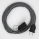 Alargador eléctrico con cable textil RZ04 Efecto Seda ZigZag Blanco Negro 2P 10A Made in Italy.