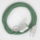 Alargador eléctrico con cable textil RZ06 Efecto Seda ZigZag Blanco Verde 2P 10A Made in Italy.