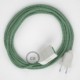 Alargador eléctrico con cable textil RZ06 Efecto Seda ZigZag Blanco Verde 2P 10A Made in Italy.