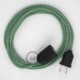 Alargador eléctrico con cable textil RZ06 Efecto Seda ZigZag Blanco Verde 2P 10A Made in Italy.