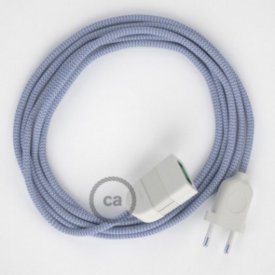 Alargador eléctrico con cable textil RZ07 Efecto Seda ZigZag Blanco Lila 2P 10A Made in Italy.