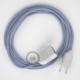 Alargador eléctrico con cable textil RZ07 Efecto Seda ZigZag Blanco Lila 2P 10A Made in Italy.