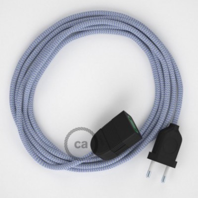 Alargador eléctrico con cable textil RZ07 Efecto Seda ZigZag Blanco Lila 2P 10A Made in Italy.