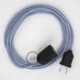 Alargador eléctrico con cable textil RZ07 Efecto Seda ZigZag Blanco Lila 2P 10A Made in Italy.
