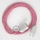 Alargador eléctrico con cable textil RZ08 Efecto Seda ZigZag Blanco Fuchsia 2P 10A Made in Italy.