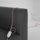 Alargador eléctrico con cable textil RZ08 Efecto Seda ZigZag Blanco Fuchsia 2P 10A Made in Italy.