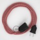 Alargador eléctrico con cable textil RZ09 Efecto Seda ZigZag Blanco Rojo 2P 10A Made in Italy.