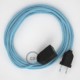 Alargador eléctrico con cable textil RZ11 Efecto Seda ZigZag Blanco Celeste 2P 10A Made in Italy.