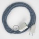 Alargador eléctrico con cable textil RZ12 Efecto Seda ZigZag Blanco Azul 2P 10A Made in Italy.