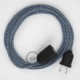 Alargador eléctrico con cable textil RZ12 Efecto Seda ZigZag Blanco Azul 2P 10A Made in Italy.