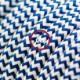 Alargador eléctrico con cable textil RZ12 Efecto Seda ZigZag Blanco Azul 2P 10A Made in Italy.