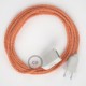 Alargador eléctrico con cable textil RZ15 Efecto Seda ZigZag Blanco Naranja 2P 10A Made in Italy.