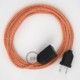 Alargador eléctrico con cable textil RZ15 Efecto Seda ZigZag Blanco Naranja 2P 10A Made in Italy.