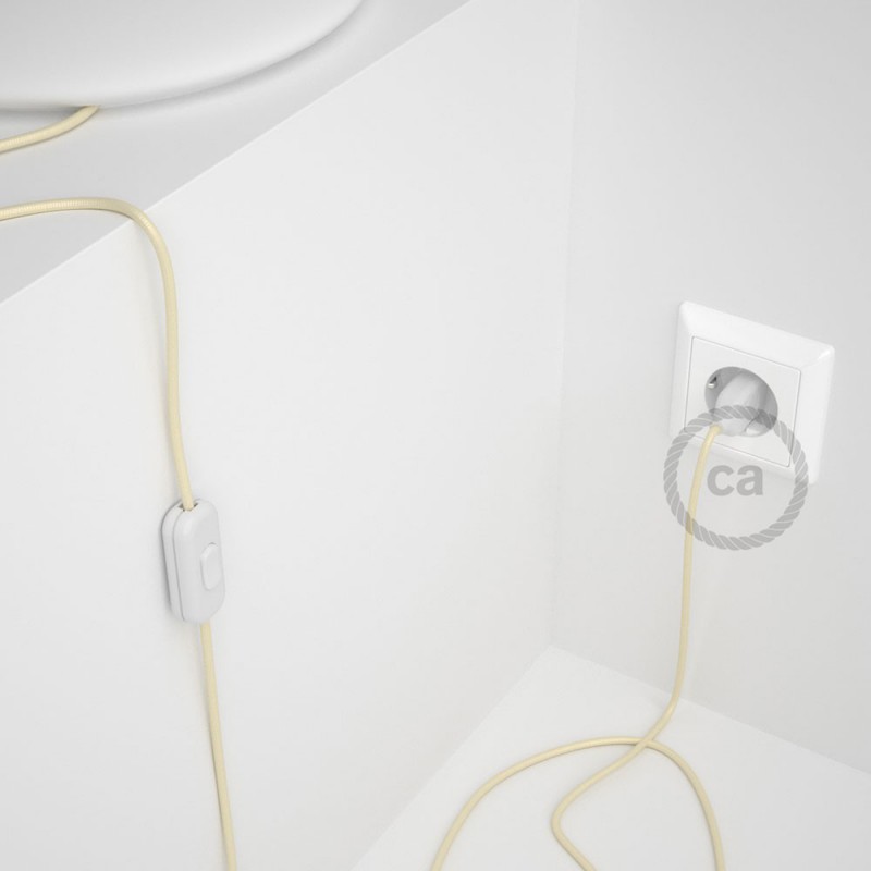 Cableado para lámpara, cable RM00 Efecto Seda Marfil 1,8m. Elige tu el color de la clavija y del interruptor!