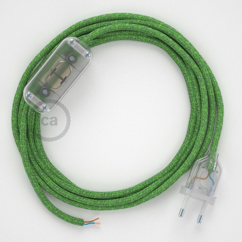Cableado para lámpara, cable RX08 Algodón Bronte 1,8m. Elige tu el color de la clavija y del interruptor!