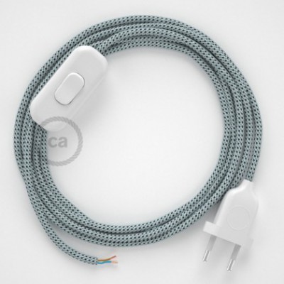 Cableado para lámpara, cable RT14 Efecto Seda Stracciatella 1,8m. Elige tu el color de la clavija y del interruptor!