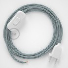 Cableado para lámpara, cable RT14 Efecto Seda Stracciatella 1,8m. Elige tu el color de la clavija y del interruptor!