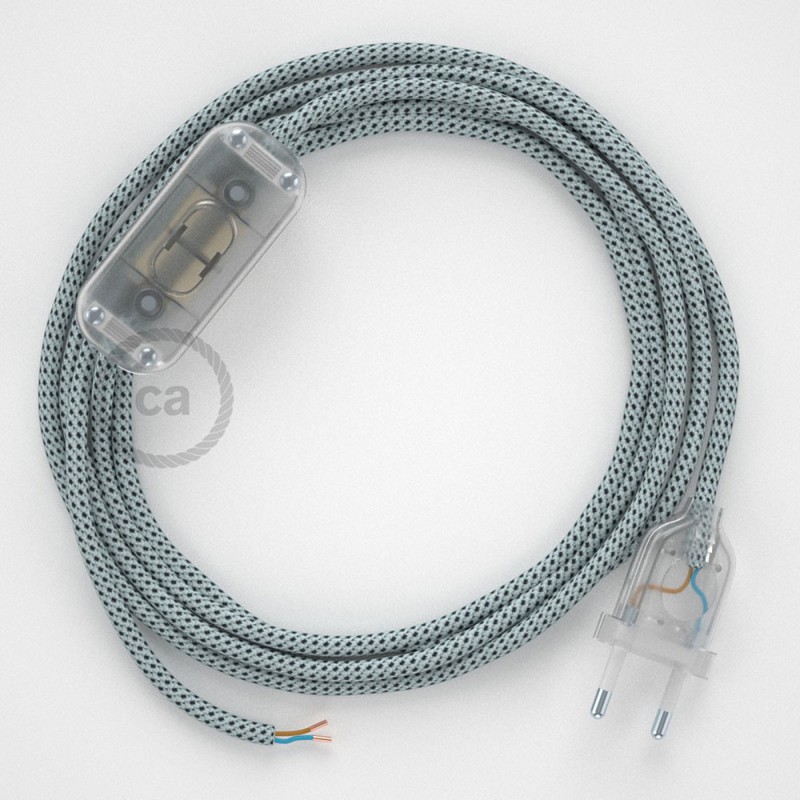 Cableado para lámpara, cable RT14 Efecto Seda Stracciatella 1,8m. Elige tu el color de la clavija y del interruptor!
