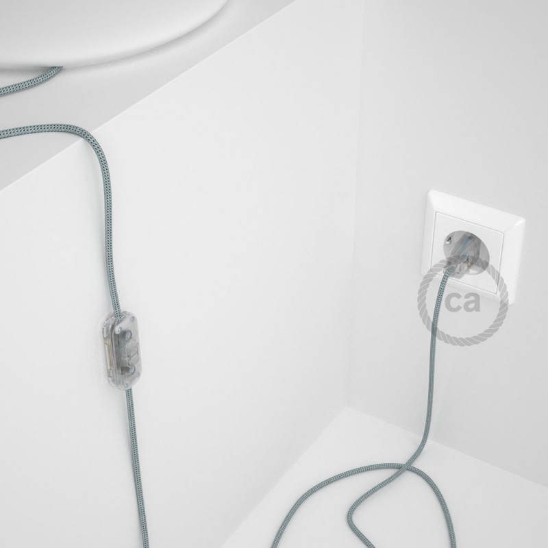 Cableado para lámpara, cable RT14 Efecto Seda Stracciatella 1,8m. Elige tu el color de la clavija y del interruptor!
