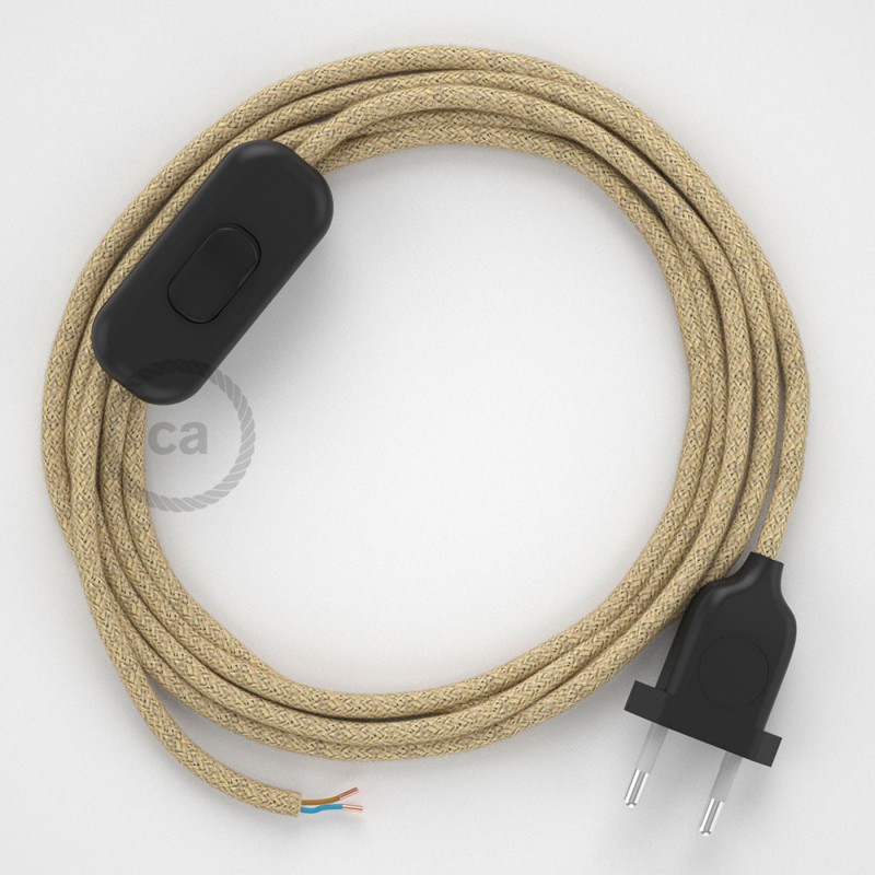 Cableado para lámpara, cable RN06 Jute 1,8m. Elige tu el color de la clavija y del interruptor!