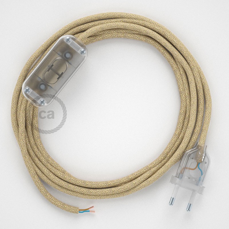 Cableado para lámpara, cable RN06 Jute 1,8m. Elige tu el color de la clavija y del interruptor!