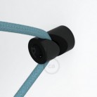 Soporte con enganche a “V” de techo o de pared negro universal para cable eléctrico textil.